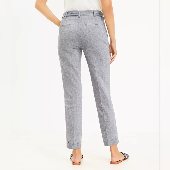 Loft chambray tie waist blue pants sz 12 new WP108 - Picture 2 of 9